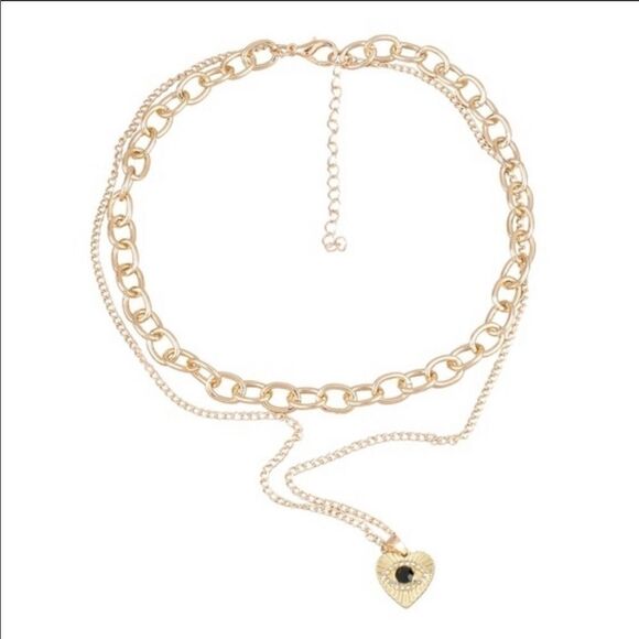 Necklace double layered Heart ZincAlloy Rhinestone - Picture 3 of 9